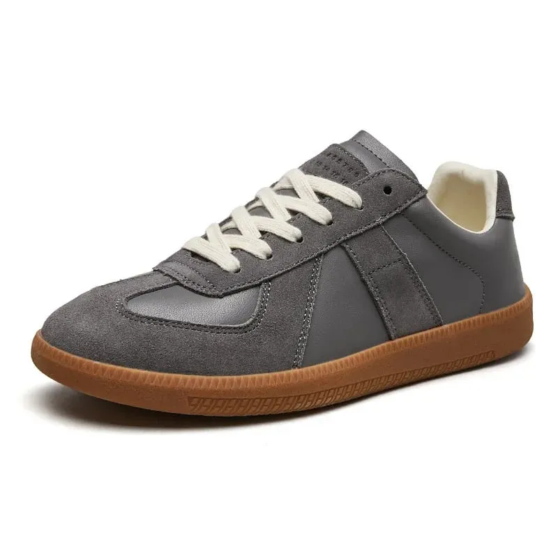 Men Retro Suede Leather Casual Sneakers Lace Up Flat Skate Shoes Comfortable Non Slip Sports Shoes for Men — image 9