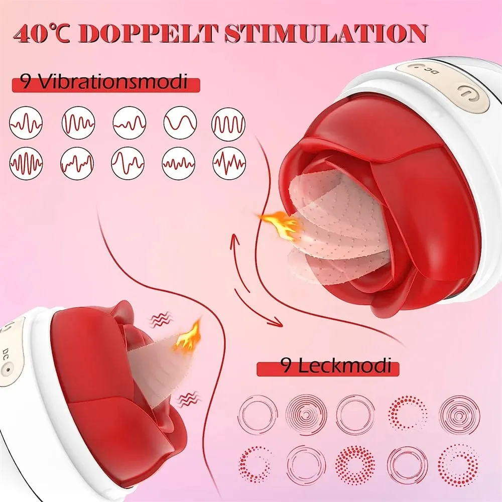 Rose Sex Toys Tongue Licking Vibrator G Spot Clitoris Stimulator Vagina Nipple Massager With 9 Frequency Vibrating Adult Toy for Women — image 2