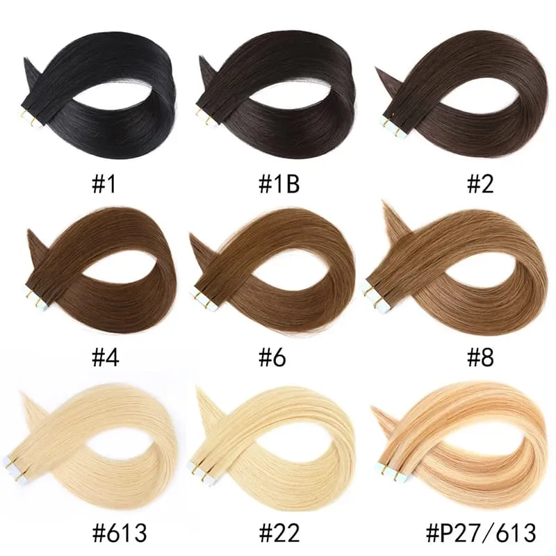 Tape In Straight Human Hair Extensions Remy Virgin Hair Adhesive Extensions Skin Weft #60 Blonde 24 26 28 30INCH Hair For Women — image 5