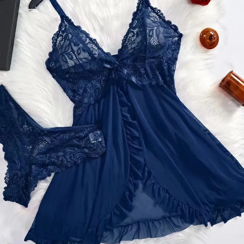 A Set Of Woman Underwear Nightgown Thong Sets Plus Size Suspender Lace Lingerie Sexy Accessories Erotic Bra Nightdress — image 10
