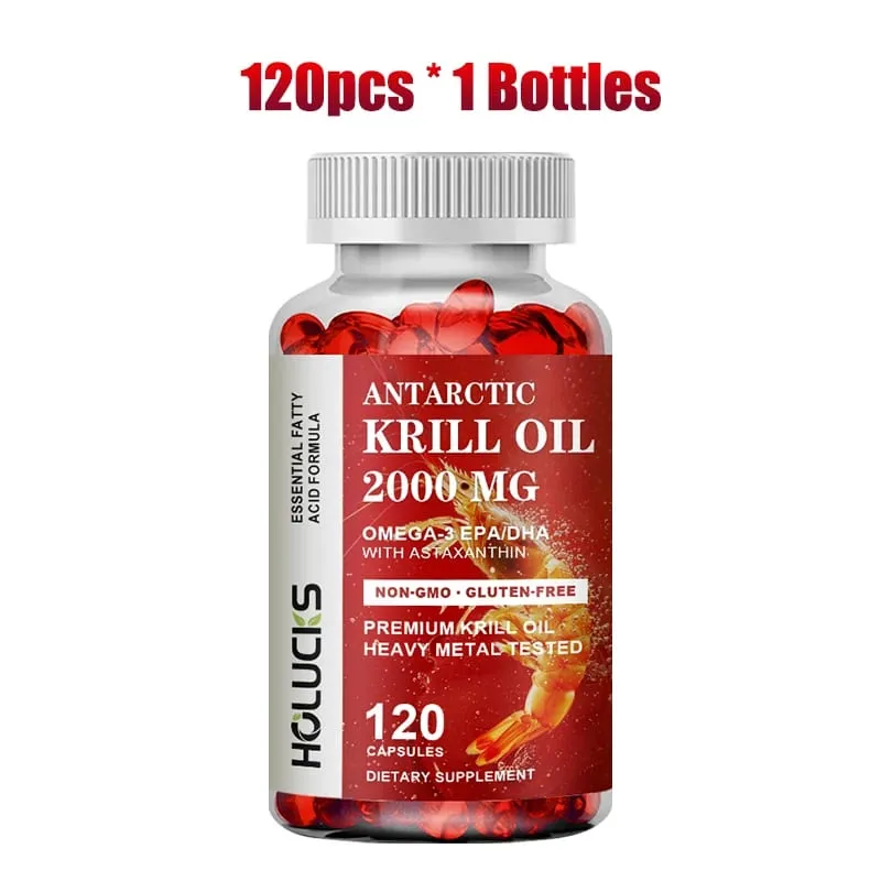 Buy 1 Get 1 Free! Pure Antarctic Krill Oil 2000mg Supplement with Astaxanthin for Heart & Brain Health Healthy Aging Non-GMO
