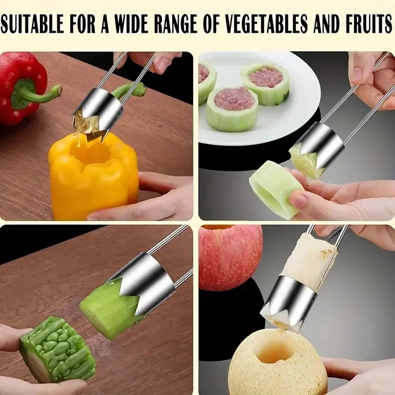 Stainless Steel Fruit Vegetable Corer Efficient Core Remover Tool for Apple Pepper Tomato Cucumber Easy Home Kitchen Gadget — image 2