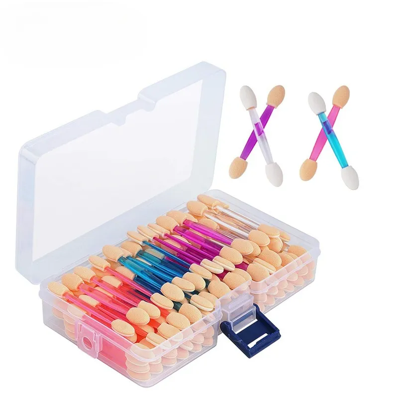 120 Pcs /Box Women Eyeshadow Applicators - Dual-Sided Sponge Makeup Brushes for Eye Blending & Nail Art — image 2