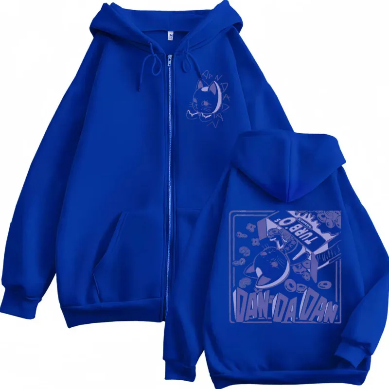 Anime Dandadan Turbo Granny Double Sided Print Zipper Hoodie Japanese Manga Style Zip Up Sweatshirts Men Women Casual Pullovers — image 5
