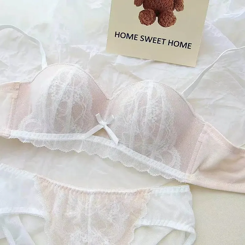 Ensemble de soutien-gorge demi-tasse en dentelle française, Push Up sans fil, petite poitrine, améliore le levage, Anti-affaissement, confort, ensemble de Lingerie Sexy pour femmes