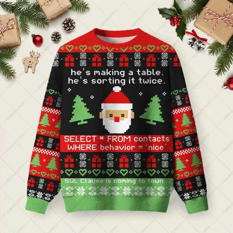 3D Print Gingerbread Man Graphic Sweatshirts Funny Santa Claus Ugly Christmas Sweater Unisex Xmas 2026 Pullover Casual Clothing — image 8