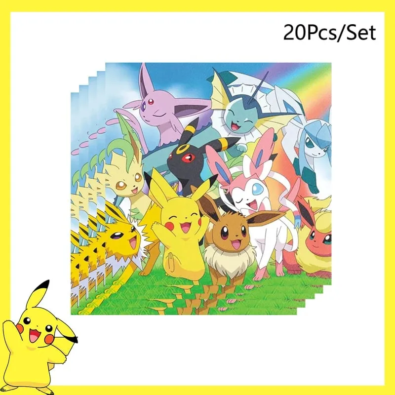 Pokemon Birthday Party Decoration Pikachu Disposable Tableware Cup Napkin Plate Tablecloth Baby Shower Cake Topper Flag Balloons — image 4