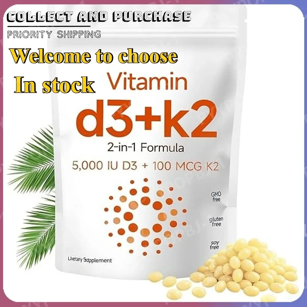 2-in-1 Vitamin D3+K2 Capsules with 5 000 IU D3 and 100mcg K2 180 Count Diet Supplement Maintain Daily Health & Enhance Immunity — image 1