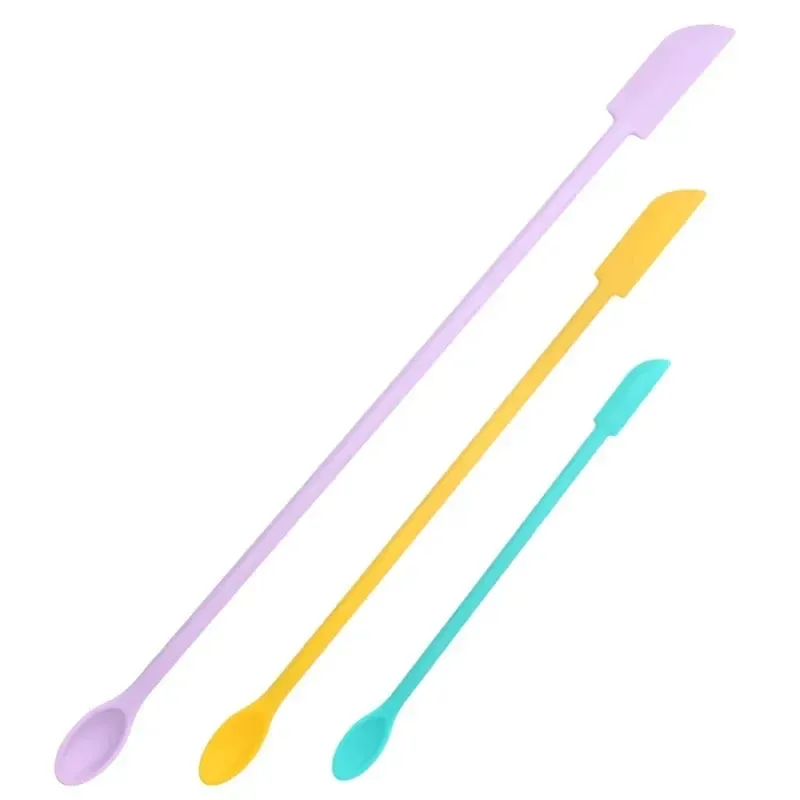 Cosmetic Bottle Silicone Mini Scraper 3-Piece Set Double-End Spatula for Baking Jam and Cream — image 10