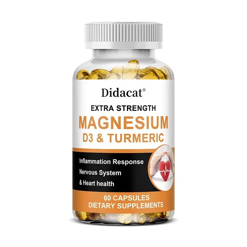 Calcium Magnesium Vitamin D3 & Turmeric Capsules Multi-Nutrient Herbal for Bone Muscle & Daily Whole-Body Nutritional Support