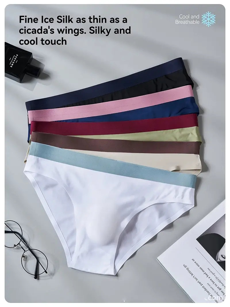 Sexy Men's Panties Seamless Ice Silk Ultra-thin Briefs Quick Drying Breathable Underpants 3D Bulge Pouch Underwear Cueca Homme — image 3