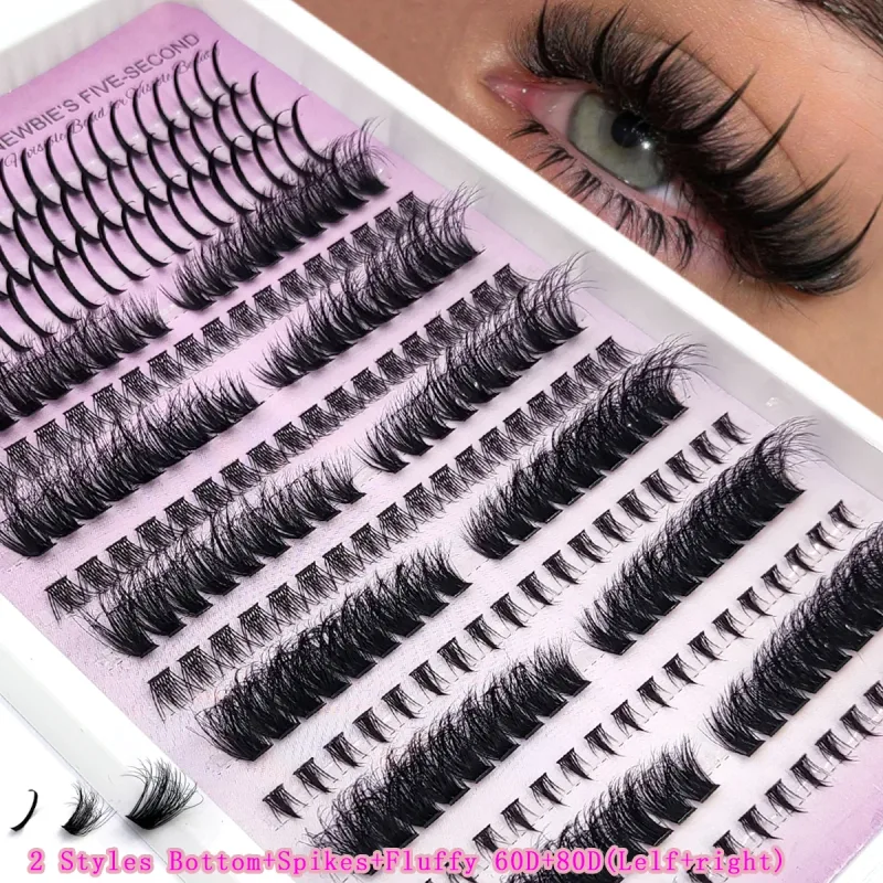 New Fluffy 60D-200D Bottom&Spiky Lashes Clusters Volume Individual Lashes Cluster Extensions Spikes Lashes Clusters eye