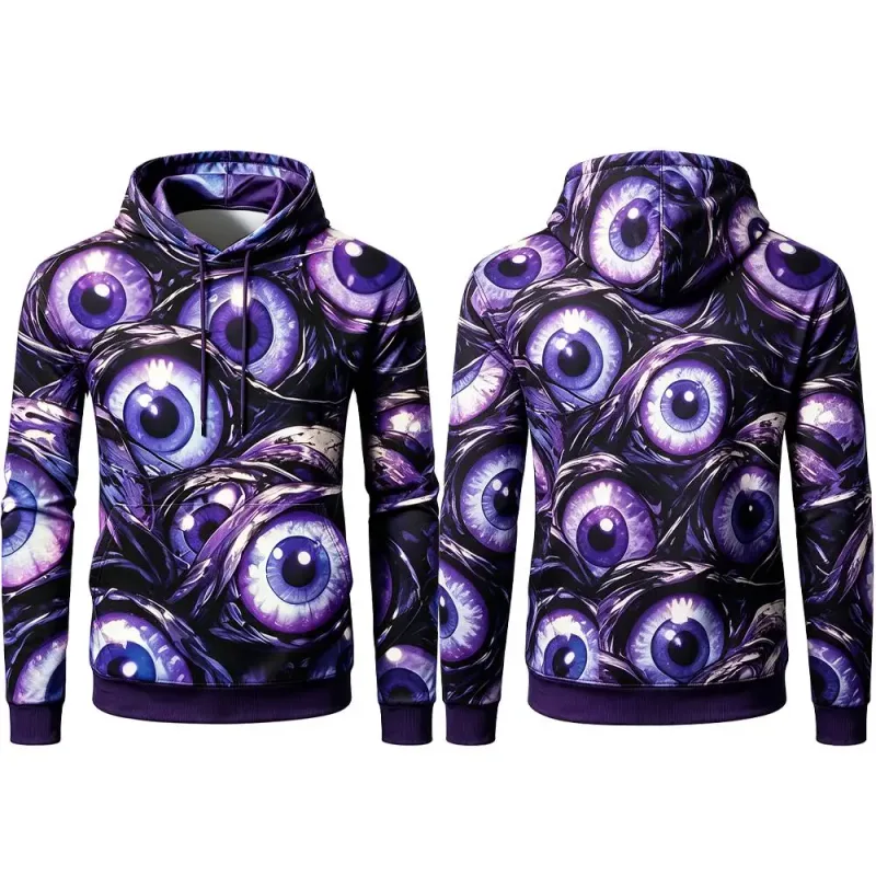 Halloween Horror Monster Eyes 3D Print Hoodie Autumn Fun Mummy Graphic Pullover Y2K Men Women Holiday Party Cosplay Sweatshirt — image 6