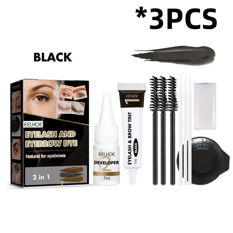 Eelhoe 2-In-1 Eyebrow Eyelash Dyeing Set Lastin Nourishing Eye Care Makeup Lasting Lifting Waterproof Eyelash Thicker Dye Kits