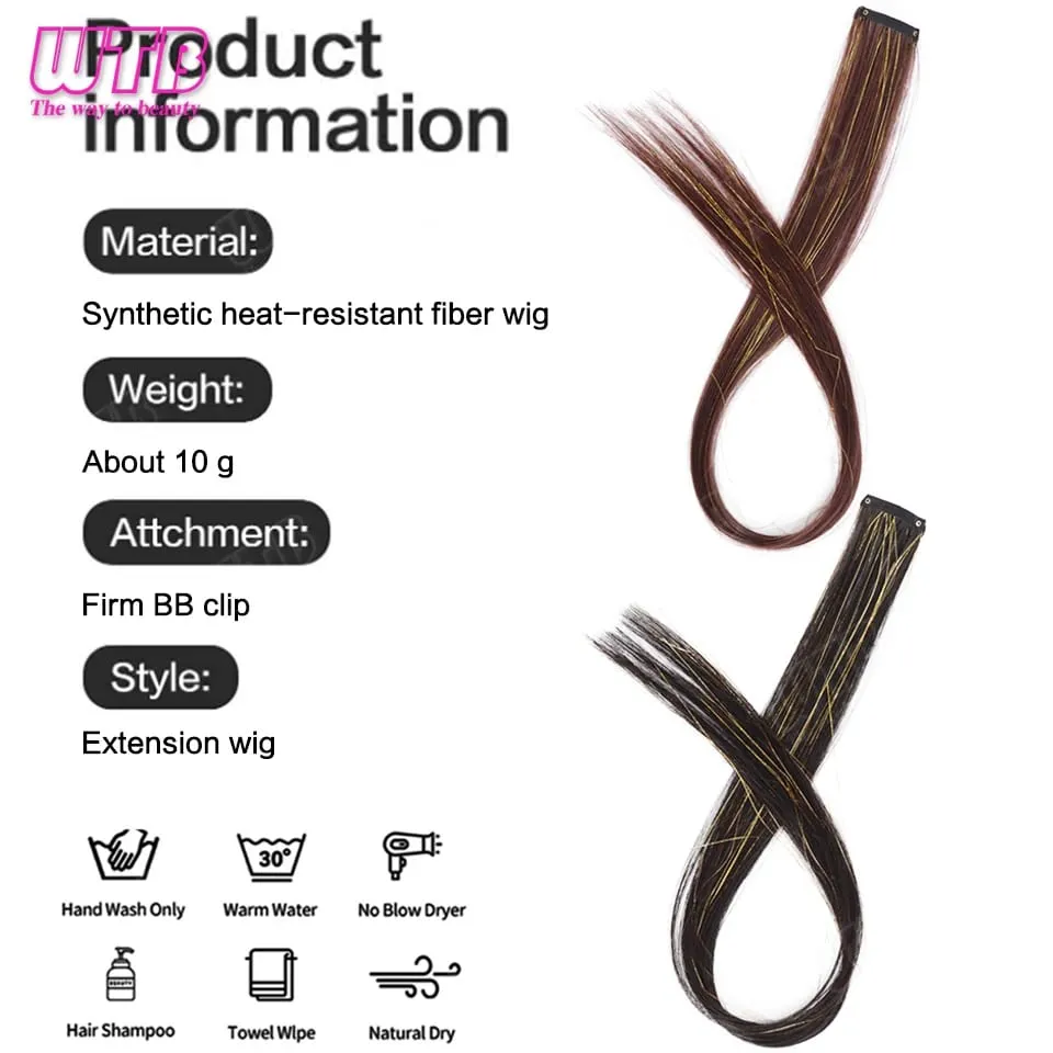 Synthetic Hair Extension Wig BB Clip Style Highlighted Laser Silk Straight Hair Extension Wig Suitable for Women's Daily Wear — image 7