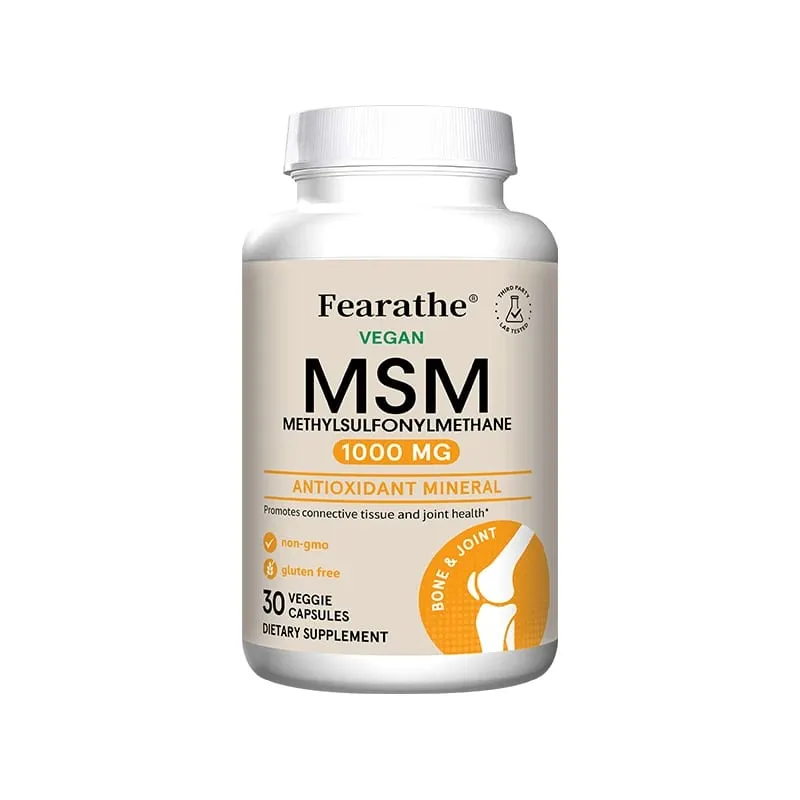 Fearathe méthylsulfonylméthane (MSM) 1000 Mg antioxydant favorise la santé des articulations absorption équilibrée du calcium sans OGM sans gluten — image 8