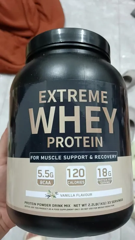 Whey Protein Powder 18g Protein 5.5g BCAA Vanilla Flavor for Muscle Support Recovery and Daily Sports Nutrition 33 Servings 1kg
