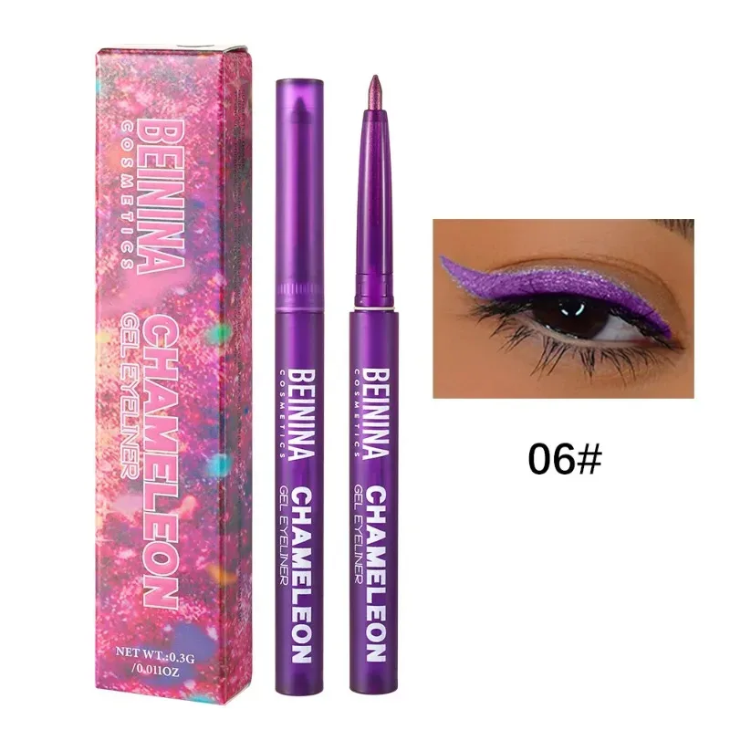 Shiny Chameleon Yellow Eyeliner Gel Pen Metallic Eyeshadow Multicolor Eye Liner Pearlescent Polarized Inner Eyes Pigment Makeup