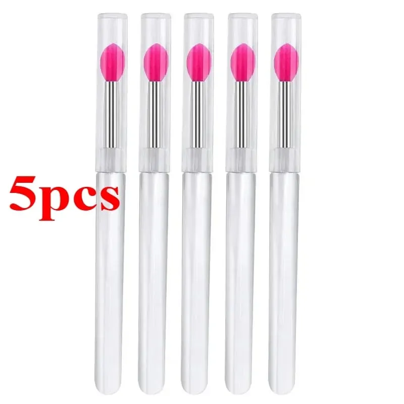 3/5/10Pcs Soft Silicone Lipstick Brush Lip Stick Applicator Portable Clear Handle Clean Microbrush Lipgloss Beauty Tool — image 5