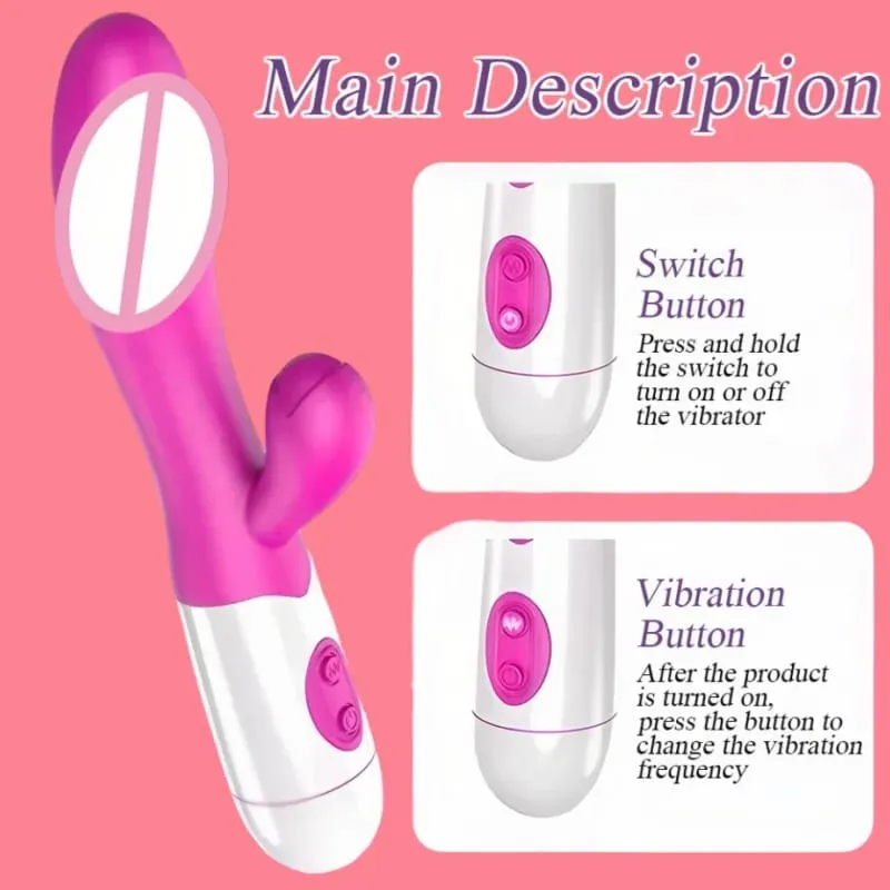 Silicone G-Spot Rabbit Vibrator Dual Vibration Clitoral Massager 10 Speeds Rechargeable Waterproof Pleasure Sex Toy for Women