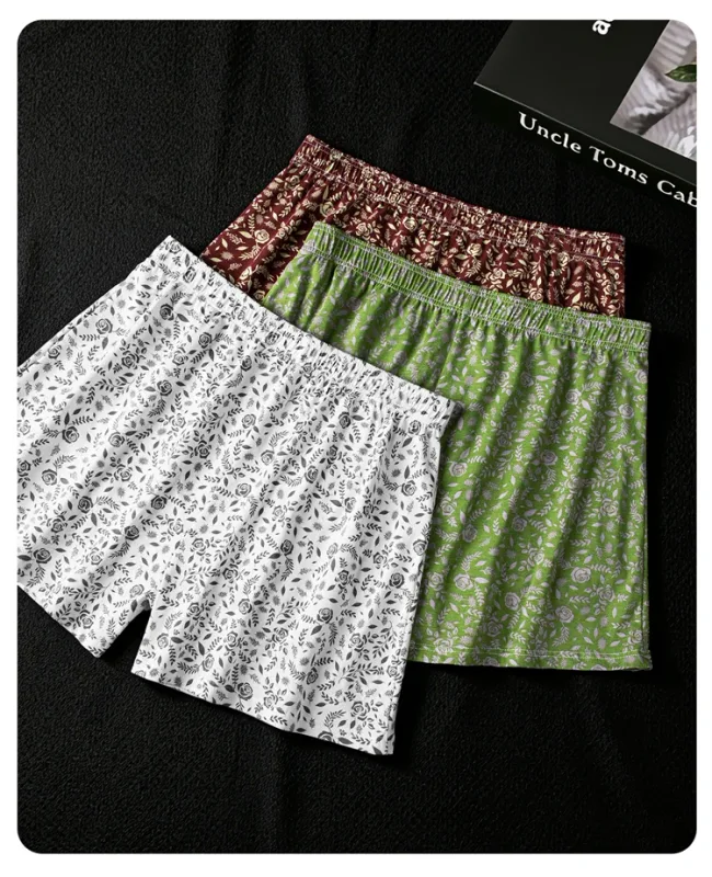 MiiOW 3Pcs Cotton Men Underwear Boxershorts Breathable Rose Print Man Underpants Skin-friendly Large Size Men's Shorts Panties — image 18