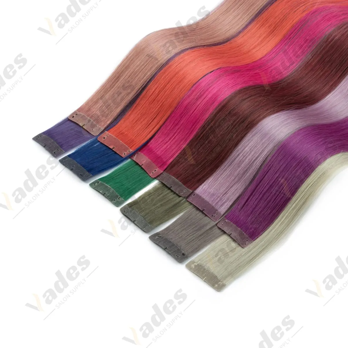 6PCS Colored Purple Hair Extensions Clip in Hair Extensions Straight Human Hairpiece for Halloween Christmas Cosplay 16Inches — image 5