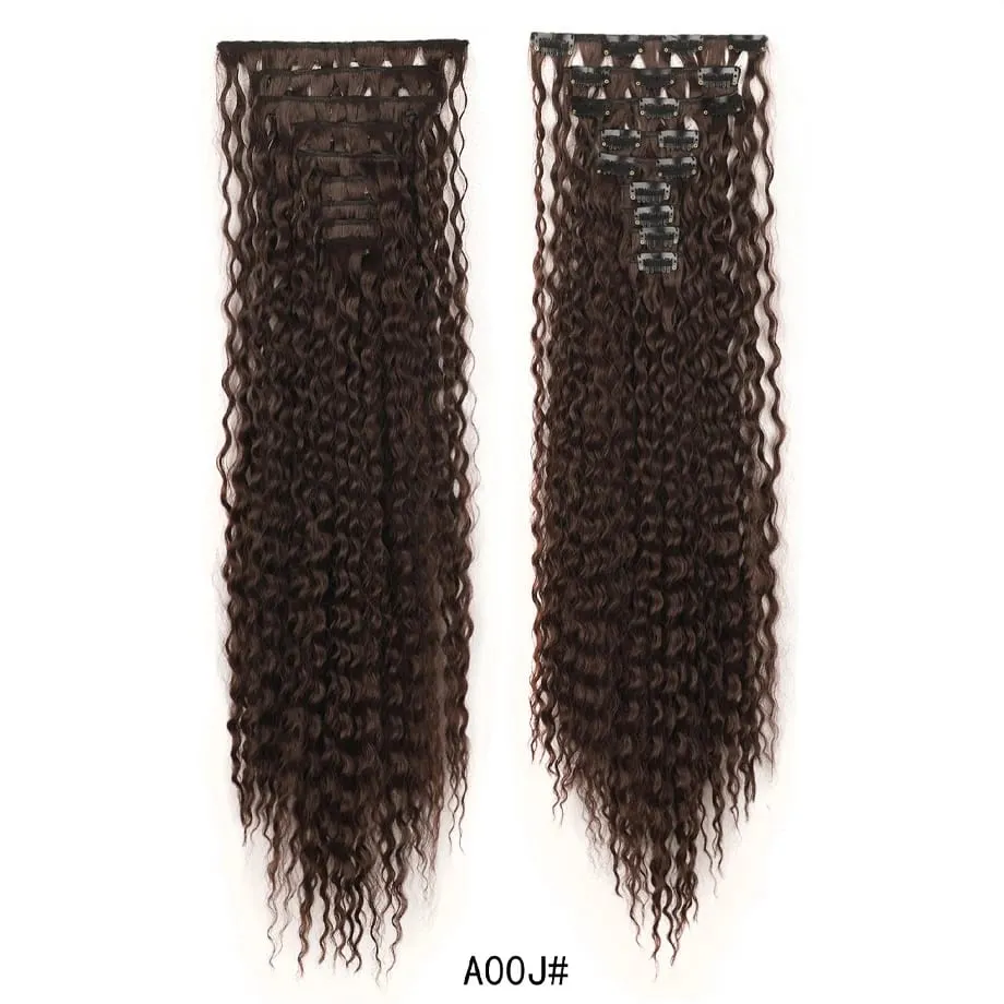 9pcs Clip in Hair Extensions 22 Inch Curly Wavy Hair Extension Loose Long Soft Synthetic Hairpieces for Women Daily Hairstyle — image 8