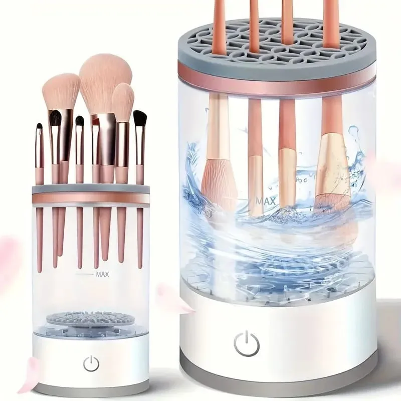 3-in-1 Electric Makeup Brush Cleaner Dryer Automatic Spinning Brush Cleaner Machine with Storage Rack Deep Clean Makeup Brushes — image 1