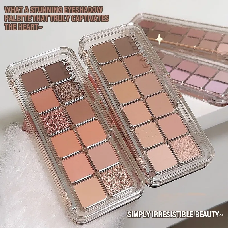 12-Color Low Saturation Matte Eyeshadow Palette Tea Apricot Earth Tones Long Lasting Pearlescent Matte Eye Makeup for Daily Use — image 6