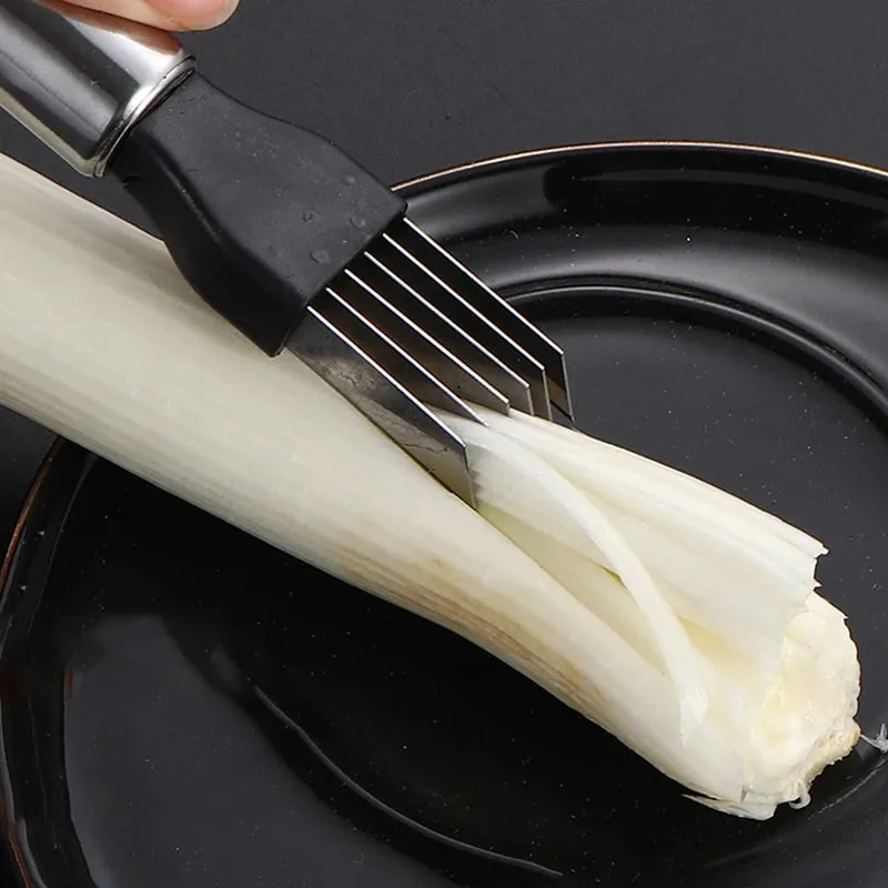 1Pc Scallion Slicer With Cover Stainless Steel Onion Cutter Chopped Green Onion Knife Vegetable Shredders Slicer Kitchen Tools