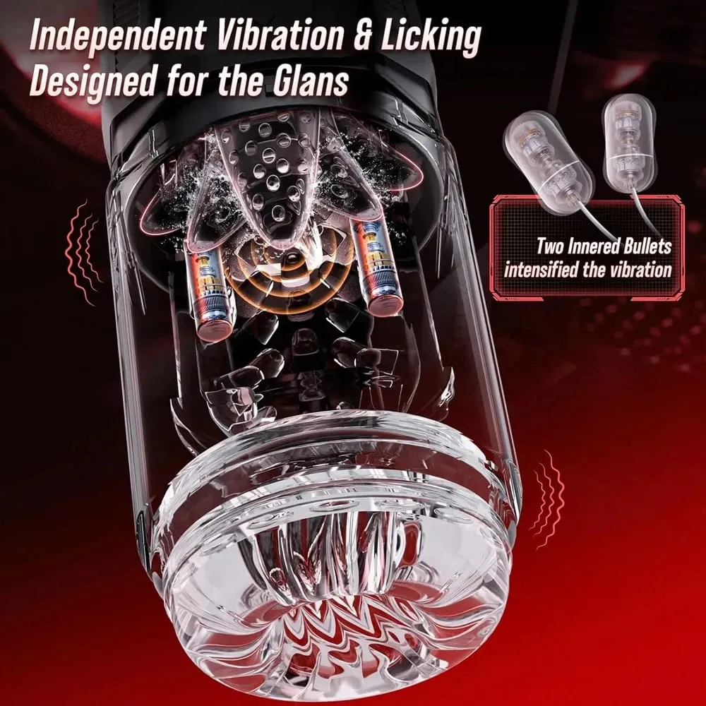 APP Control Automatic Thrusting Masturbator Cup 360° Rotation Licking Vibrating LCD Vacuum Penis Pump Enlargers Sex Toys for Men