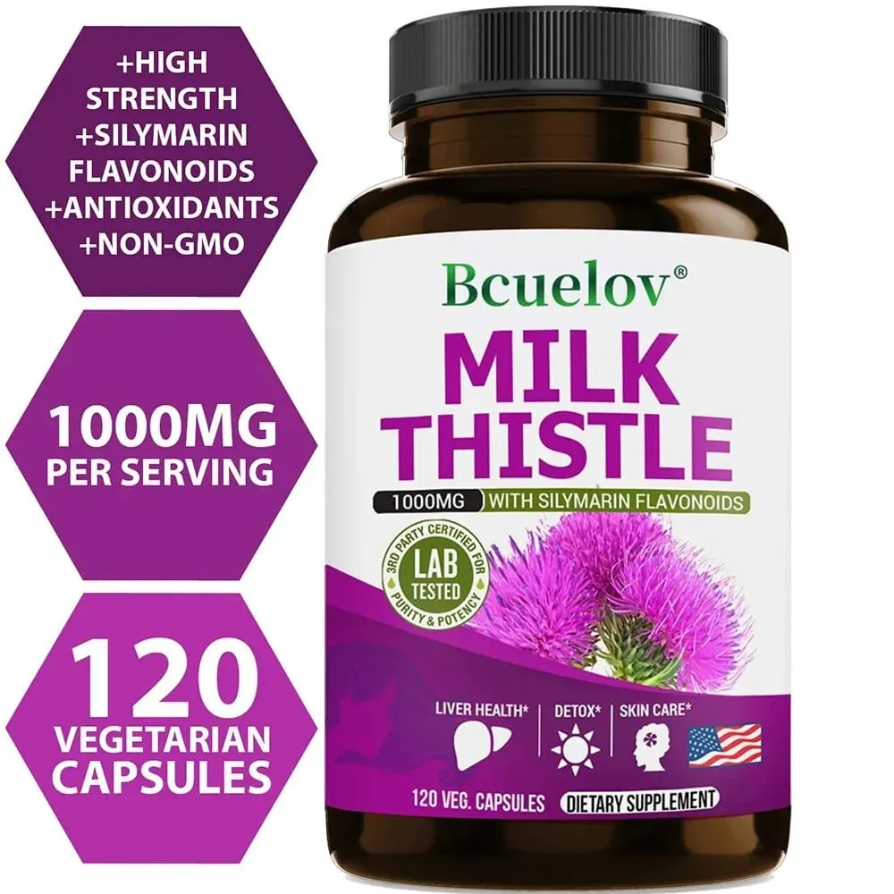 Milk Thistle Extract 1000mg - Gluten-Free Non-GMO Antioxidant Supplements for Healthy Skin Liver Detox Digestion Immune — image 4