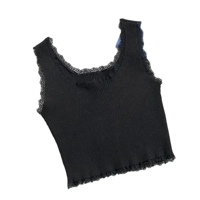 Tank Tops Women Plain Lace Up Crop Tank Top For Women Basic Solid Sexy Crop Tops Square Neck Plain Crop Tops — image 5