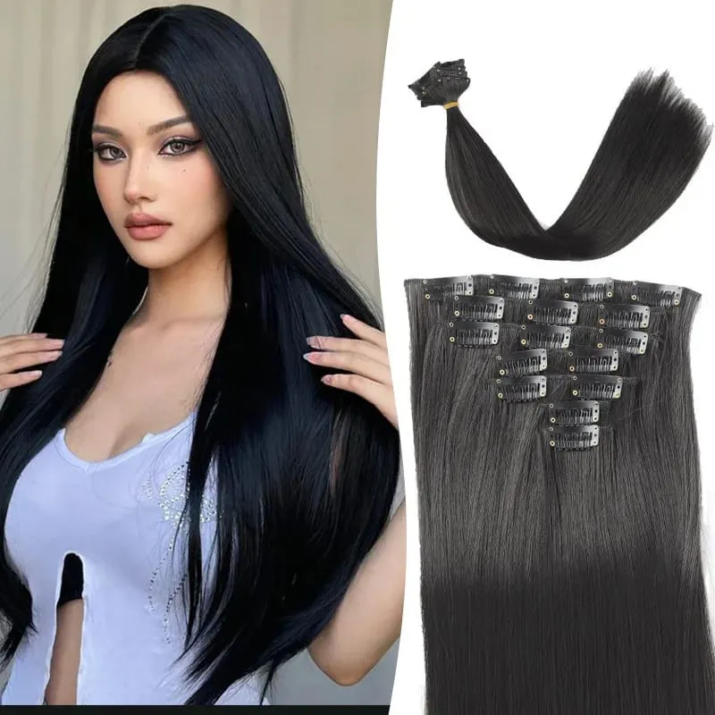 7ชิ้นเต็มหัวคลิปในส่วนขยายของผมเหมาะสำหรับผู้หญิง-20 "/50เซนติเมตรยาวตรงผมสังเคราะห์ที่มี150กรัมรวมปริมาณ — image 4