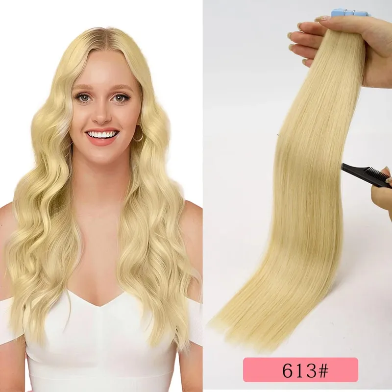 Tape in Hair Extensions Human Hair Remy Tape Ins Human Hair Extensions Seamless Silky Straight Skin Weft for Length and Volume — image 12
