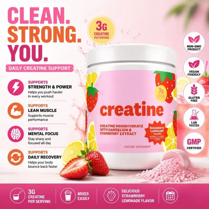Women Creatine Powder 275g with 3000mg Creatine Monohydrate & Dandelion Cranberry Extract Support Energy Recovery After Exercise — image 1