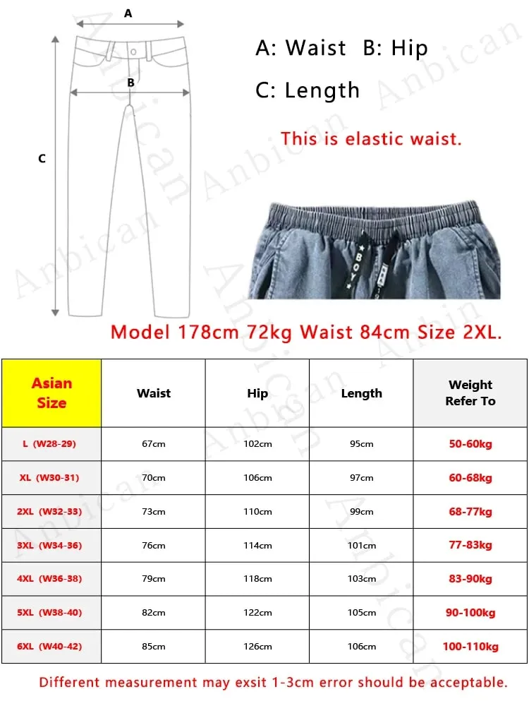 Men's Jogger Jeans Washed Cotton Slight Stretch Multi-Pockets Denim Cargo Pants Asian Size L-6XL — image 6