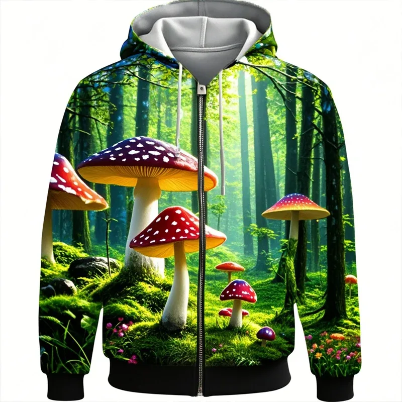 Mushroom 3D Print Zipper Hoodie Men Women Casual Fashion Hooded Sweatshirts Male Oversized Tracksuit Hoodies Man Coat Clothing — image 7