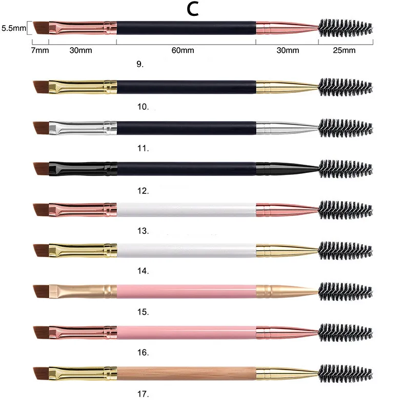 20pcs Eyebrow Brush Private Label Eyelash Comb Makeup Brushes Dual Ended Angled Spoolie 2 in 1 Lash Eyebrow Brush Bulk — image 3
