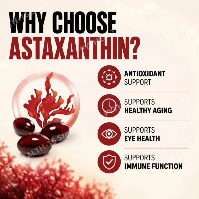 Astaxanthin Softgels 12 Mg From Microalgae Triple Strength Antioxidant Support for Skin Aging Eye Health 120 Softgels — image 3