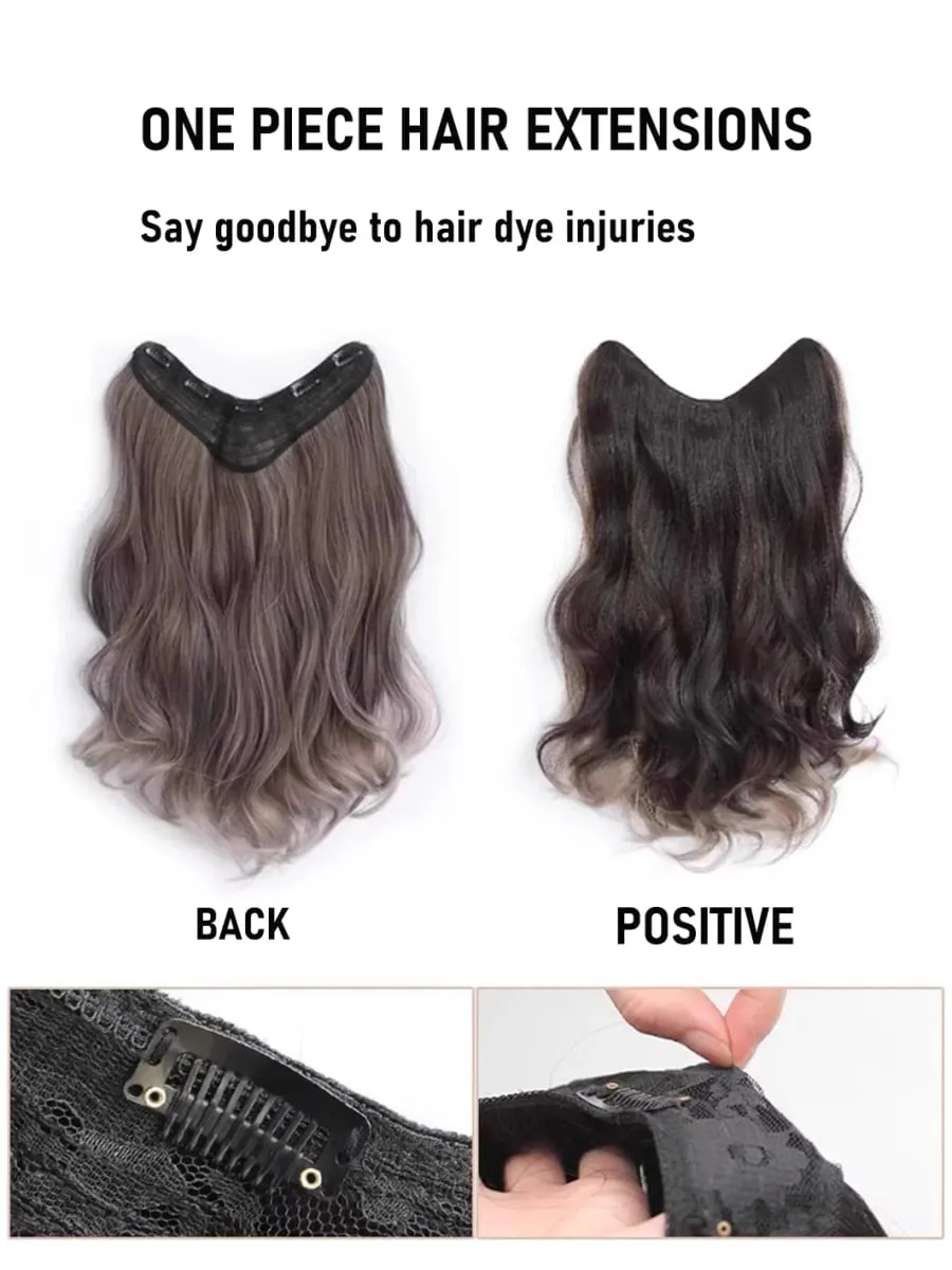Synthetische 5 Clip 50 cm farbige Haarverlängerungen, Wasserwellen-Perücke, rosa Perücke, graue Perücke, Clip-on-Haarverlängerungen, Weihnachten — image 6