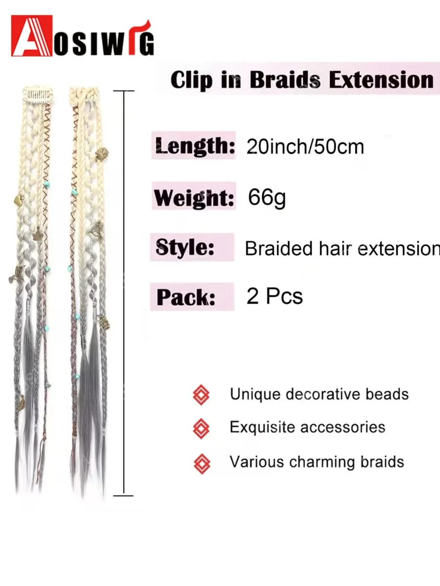 Ombre Synthetic Boho-style Small Twisted Braided Hair Extensions For Women Wig Braids BB Clip-on Spicy Girl Brown Boxing Braids — image 5