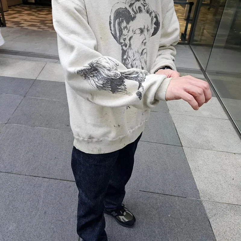 Saint Hoodies Classic Terry Material O-Neck High Quality Men Women Washing Retro Long Sleeve Cotton Coat Arrival Oversize Loose — image 6