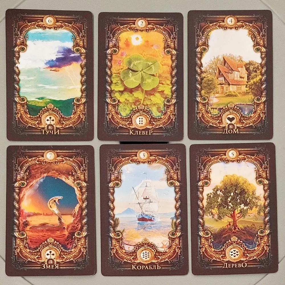 Magic Mirror Lenormand A Deluxe 40-Card Divination System (36 Pcs Lenormand Cards + 4 Extra Cards) in Russian Language 9*6cm