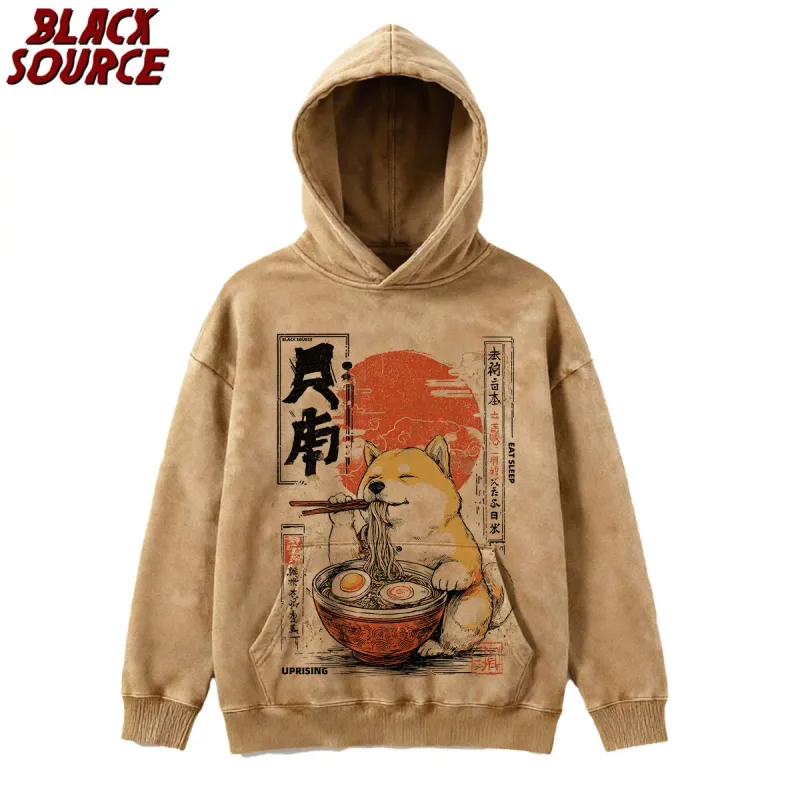T395 Kawaii Shiba Inu Eating Ramen Hoodie, Dog Lover Gift Pullover Sweatshirt, Cute Graphic Design Casual Mens Clothing — image 17