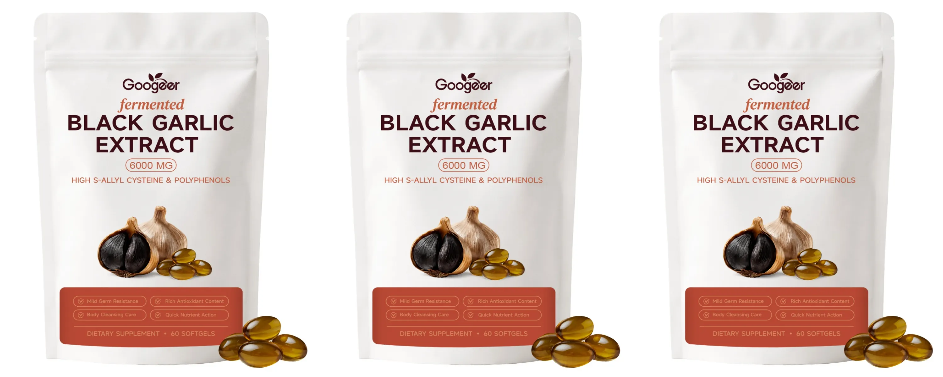 Googeer Fermented Black Garlic Extract Softgels with S-Allyl Cysteine and Polyphenols for Daily Wellness Support 60 Softgels — image 8