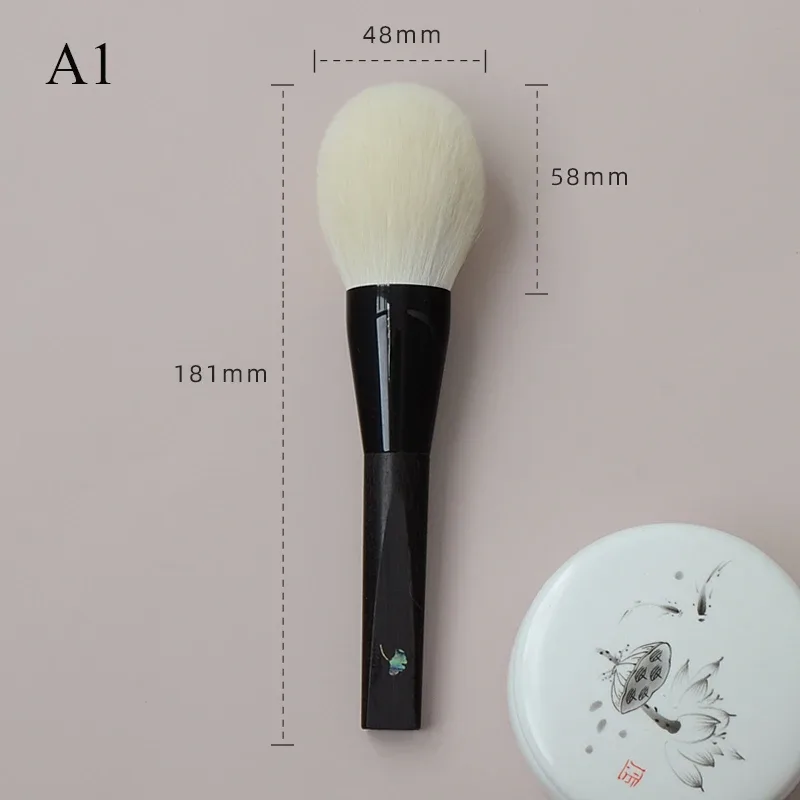 Shoushoulang Hand Crafted Makeup Brush Soft Tiny Tips Goat Hair 1PC Face Powder Blush Contour Brush Ebony Handle Makeup Brushes