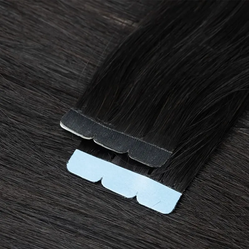Natural Black Mini Tape in Hair Extensions Human Hair Extensions 3x0.8cm Tape on Hair 10pcs/pack Add Volume Tape Ins