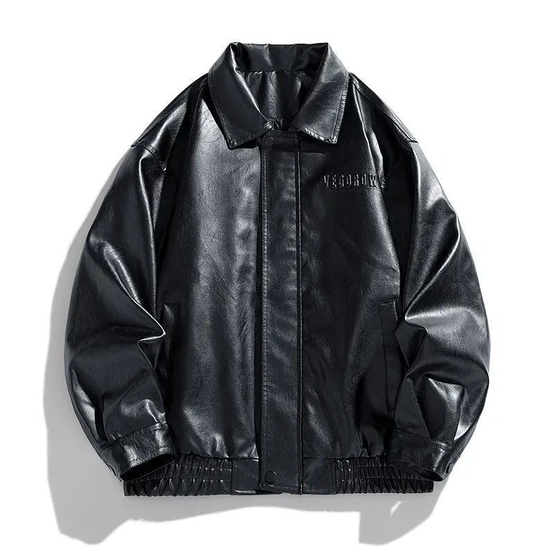 New men's PU leather jacket, stand-up motorcycle-style jacket, leather jacket for casual wear, high-quality durable jacket