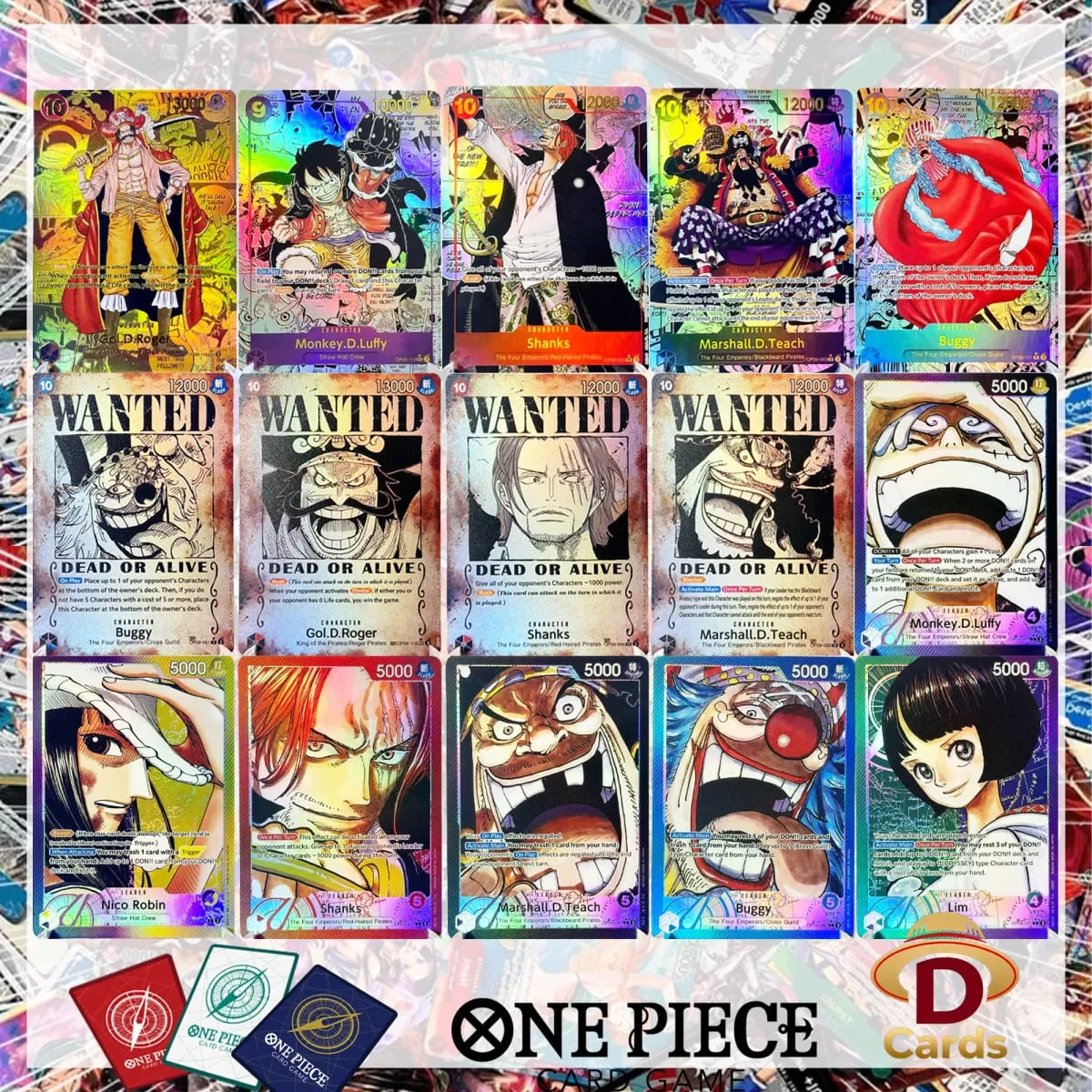 OP09 One Piece Emperors in the New World Curated Deck Luffy Shanks Roger Buggy Zoro Dragon Foil Textured Proxy Cards English — image 1